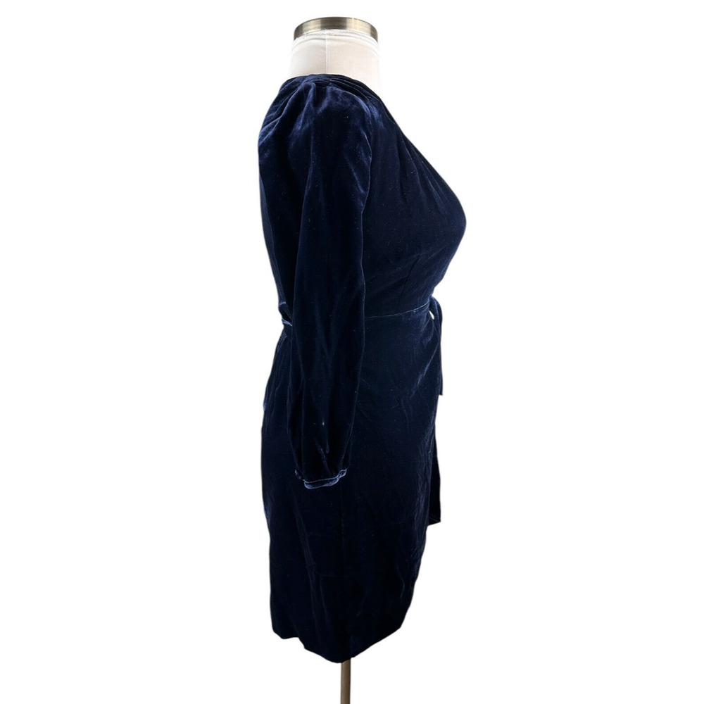 NWT J. Crew Velvet Wrap Dress Long Sleeve Drapy Navy Blue K0145 Women's Size 0 - Picture 10 of 16